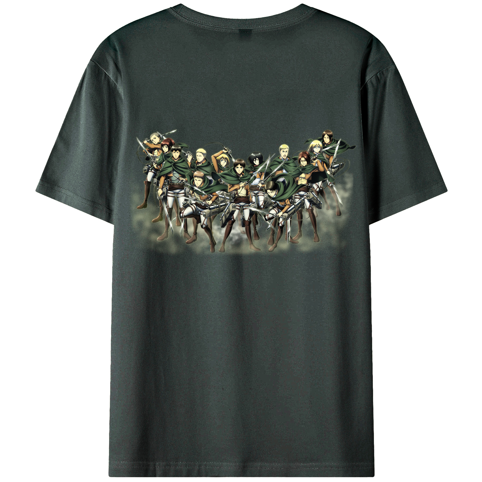 （画像用） 進撃の巨人 Attack on Titan 綿100％ メンズ半袖Tシャツ（バックプリント） 通気性